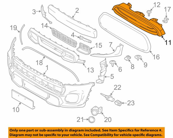 NEW GENUINE MINI F55 F56 F57 FRONT BUMPER CENTER GRILLE CHROME LINE 51137335527 - Image 2