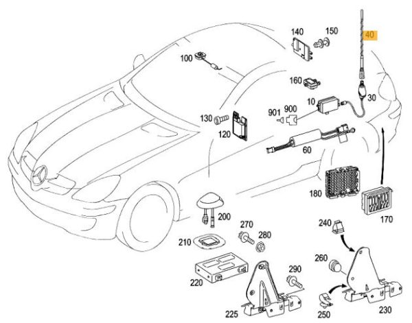 NEW GENUINE MERCEDES BENZ MB SLK CLASS R171 AERIAL ANTENNA A1718201775 - Image 2