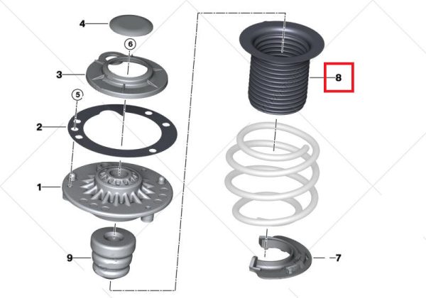 MINI NEW GENUINE F55 F56 F57 FRONT UPPER RUBBER SPRING PAD 31336852465 - Image 2