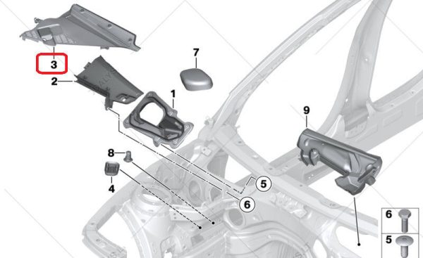 BMW NEW OEM F30 F31 F32 F33 F34 F36 COVER FOR UNIT COMPARTMENT APRON RIGHT LHD 64319353042 - Image 2