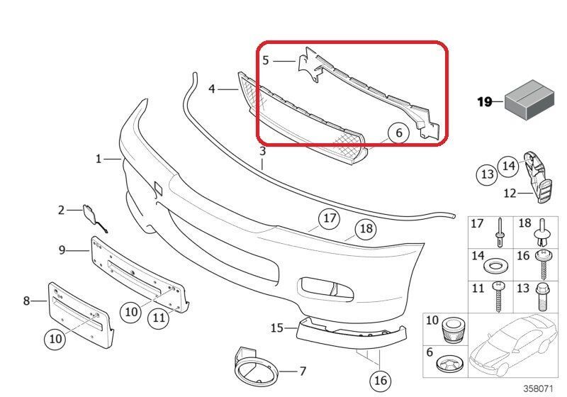 BMW NEW GENUINE 3 E46 COUPE CONVERTIBLE M SPORT FRONT BUMPER INSERT ADAPTER 51117893066 - Image 2