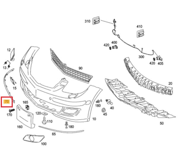 NEW GENUINE MERCEDES BENZ MB B CLASS W245 FRONT BUMPER RIGHT CHROME MOLDING TRIM A1698851821 - Image 3