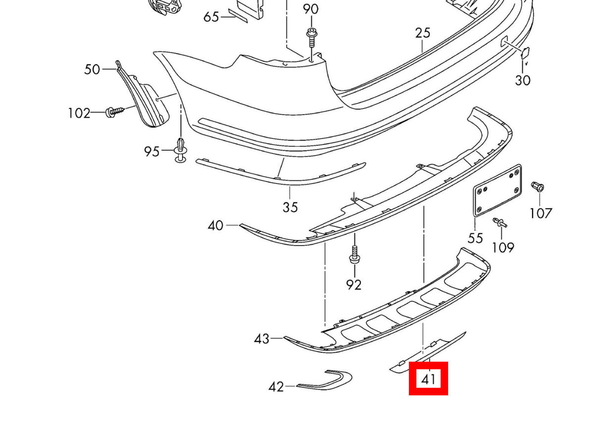 NEW GENUINE AUDI TT 8J 06-10 REAR BUMPER DIFFUSER TRIM SATIN BLACK 8J0807421A01C - Image 2