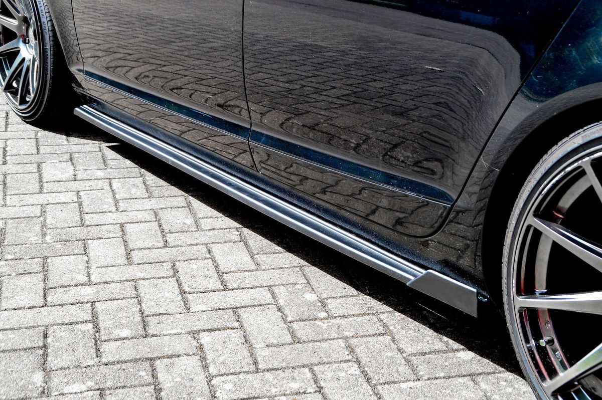 Black Gloss Performance Side skirts addons / Blades / diffusers / sill covers with Wing For Audi A6 4F 04-11 - Image 3