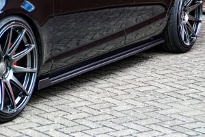 Black Gloss Performance Side skirts addons / Blades / diffusers / sill covers with Wing For Audi A6 4F 04-11