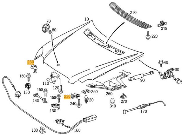 NEW GENUINE MERCEDES BENZ MB CLK CLASS  W209 ENGINE HOOD CATCH 1PCS A2038800460 - Image 3