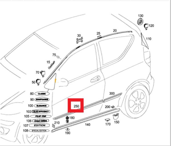 NEW GENUINE MERCEDES BENZ MB A W169 3-DOORS LEFT FRONT DOOR MOLDING STRIP PRIMED A16969007629999 - Image 2