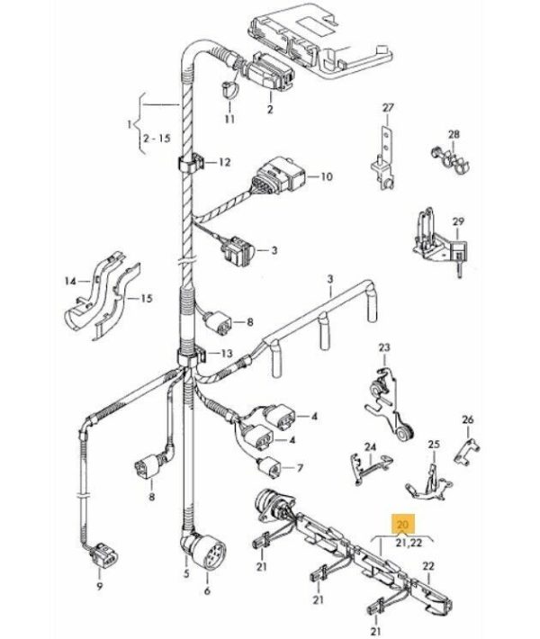 NEW GENUINE AUDI A2 00-05 VW POLO 00-10 LUPO 99-06 INJECTOR WIRING HARNESS 045971600 - Image 2