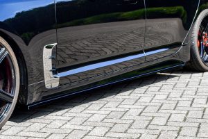 Black Gloss Performance Side skirts addons / Blades / diffusers / sill covers with Wing For  Kia Stinger CK 2017-2023