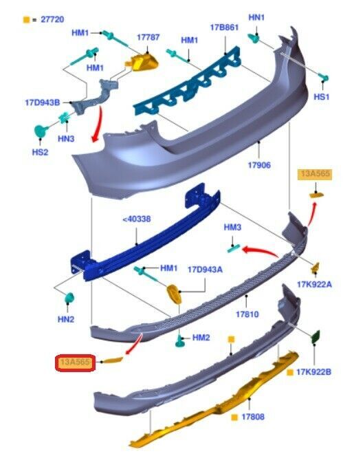 NEW GENUINE FORD FOCUS 2011-2015 REAR BUMPER LOWER REFLECTOR RIGHT O/S 1763039 - Image 2