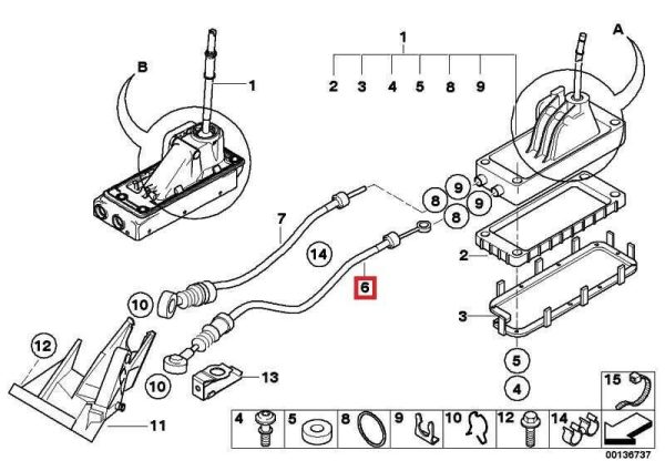 NEW GENUINE MINI COOPER R50 SHIFT CABLE MANUAL TRANSMISSION 25117515455 - Image 2