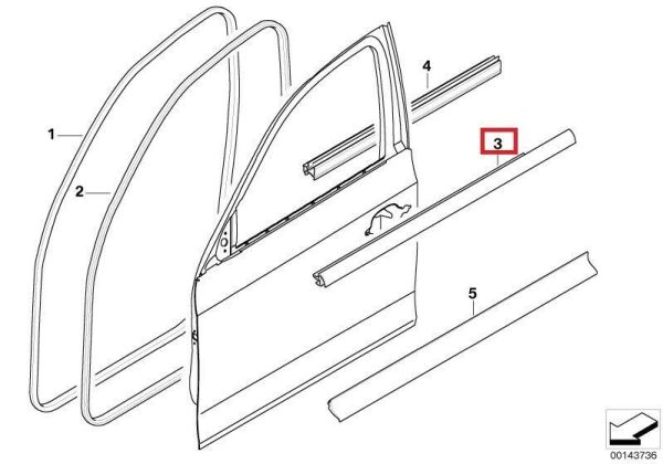 NEW GENUINE BMW 1 SERIES E87 FRONT DOOR WEATHER STRIP OUTSIDE RIGHT SIDE O/S 51337066602 - Image 2