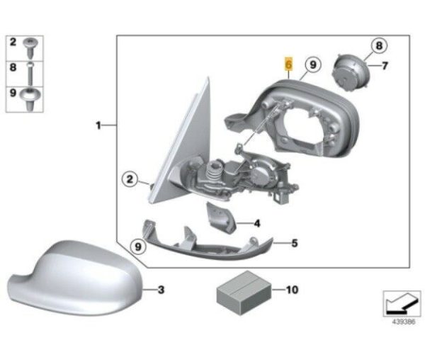 NEW GENUINE BMW X3 F25 2010 - 2014 FRONT WING MIRROR SUPPORTING RING RIGHT O/S 51167284806 - Image 2