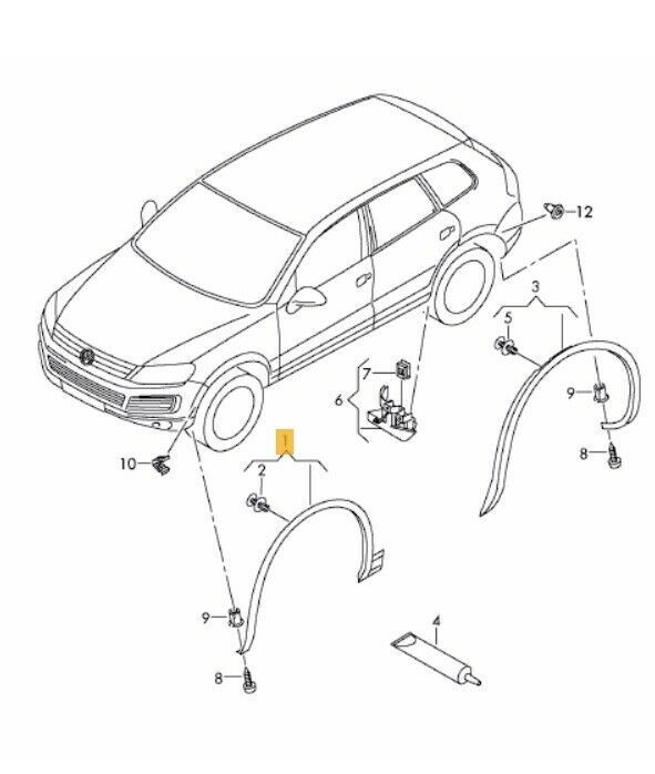 NEW GENUINE VW TOUAREG 11-14 R LINE FRONT WHEEL ARCH MOULDING PRIMED RIGHT O/S 7P6853718AGRU - Image 2