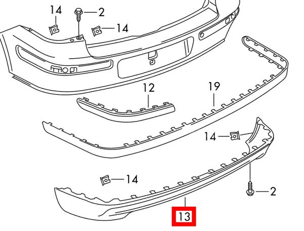 NEW GENUINE VW GOLF MK4 GTI V6 REAR BUMPER LOWER TRIM LIP SPOILER 1J6807521CB41 - Image 2