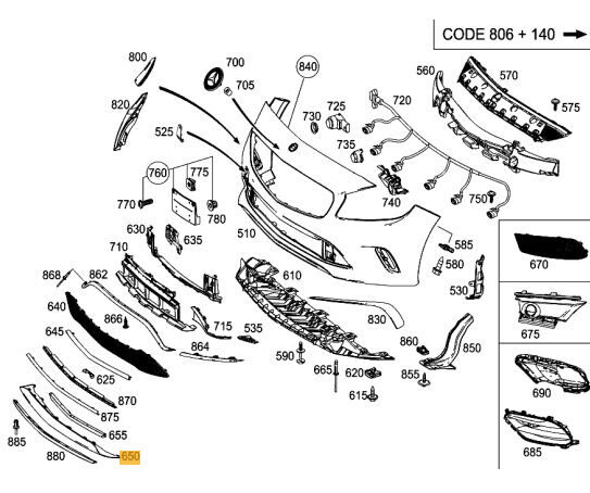 NEW GENUINE MERCEDES BENZ MB A CLASS W176 AMG FRONT BUMPER LOWER SPOILER TRIM A1768852300 - Image 2