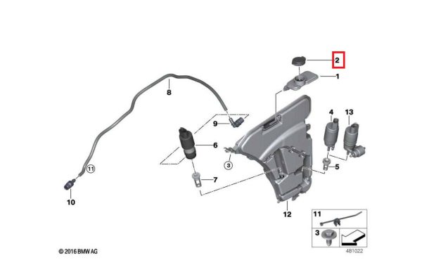 NEW GENUINE BMW G11 G12 G14 G15 G16 G30 G31 G32 GT WASHER FLUID TANK COVER CAP 61667357288 - Image 2