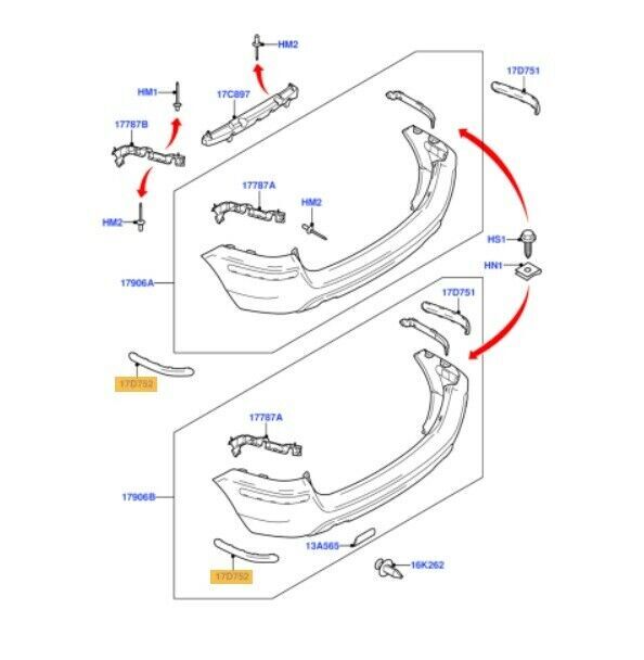 NEW GENUINE FORD FUSION 02-05 REAR BUMPER BLACK MOULDING TRIM LEFT RIGHT SET - Image 2
