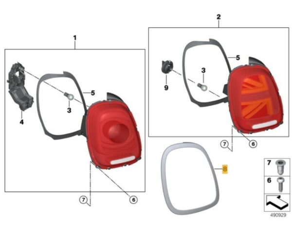 NEW GENUINE MINI F55 F56 F57 REAR TAIL LIGHT CHROME TRIM RING LEFT N/S 63218495331 - Image 2
