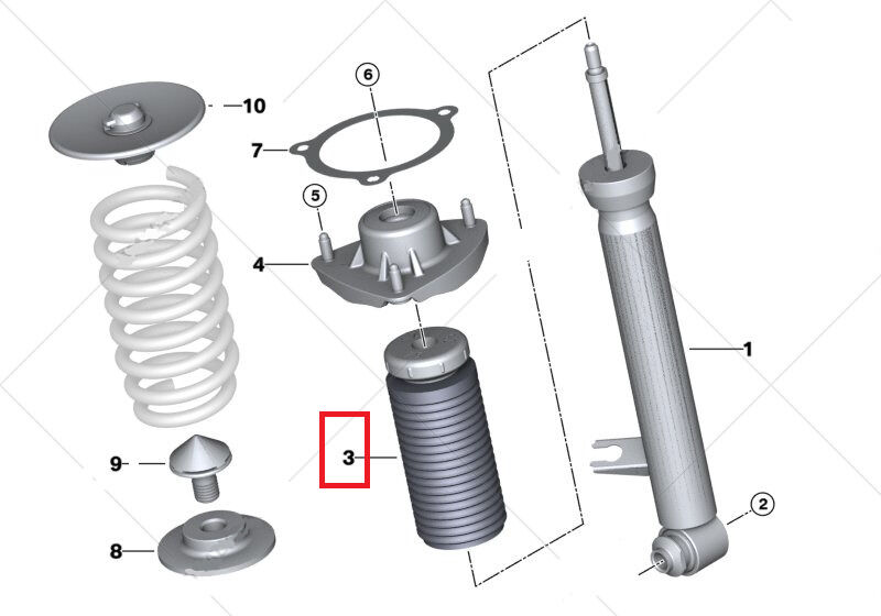 BMW NEW GENUINE X5 X6 F15 F16 AUXILIARY DAMPER REAR WITH GUARD TUBE 33536865130 - Image 2