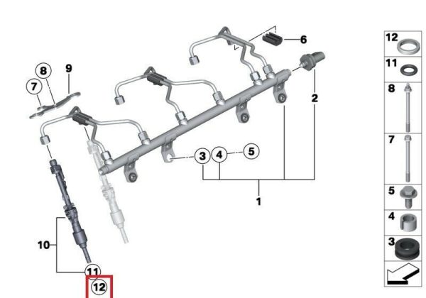 GENUINE BMW E70 E71 E82 E84 FUEL INJECTOR DECOUPLING ELEMENT 13537577649 - Image 2