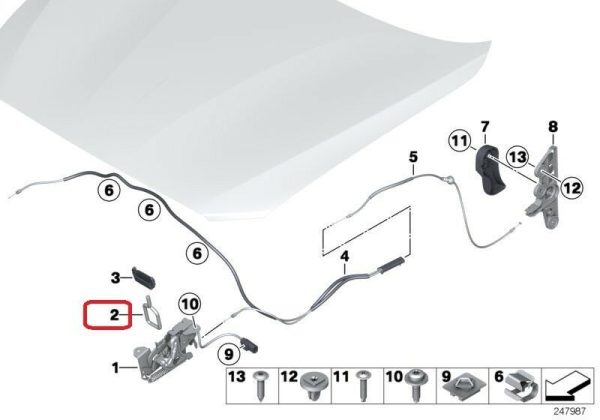 BMW MINI NEW GENUINE 1 2 3 4 SERIES FRONT BONNET HOOD CATCH BRACKET SET PAIR - Image 2