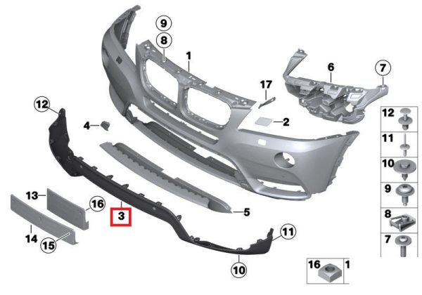 NEW GENUINE BMW X3 SERIES FRONT BUMPER LOWER TRIM COVER 51117210441 - Image 3