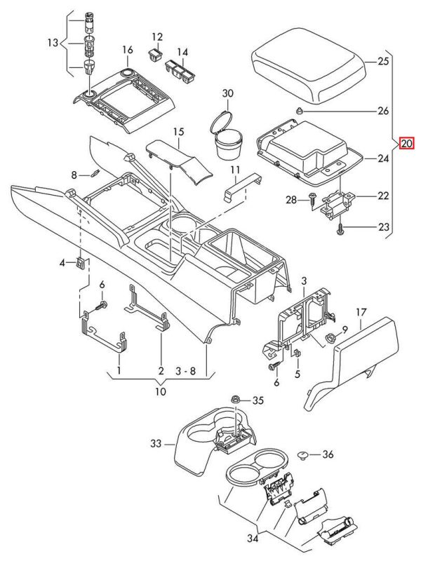 NEW GENUINE VW AMAROK 2010 - 2016 VW AMAROK COVER FOR CENTER CONSOLE ARMREST 2H6863761AICE - Image 2