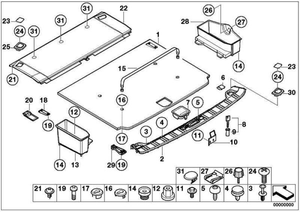 BMW NEW GENUINE E39 95-04 TOURING FLOOR BLACK CARPET TRUNK HANDLE 51478217334 - Image 2