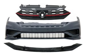 Front Bumper with Central Grille and Lip Extension Spoiler suitable for VW Jetta Mk7 (2019-2021) GLI Design