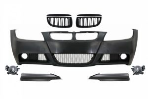 Front Bumper with Kidney Grilles and Spoiler Lip suitable for BMW 3 Series E90 E91 Sedan Touring (2004-2008) M-Technik Design
