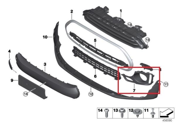 MINI NEW OEM F54 S JCW CLUBMAN FRONT BUMPER FOG LIGHT GRILL TRIM RIGHT O/S 51117376372 - Image 3
