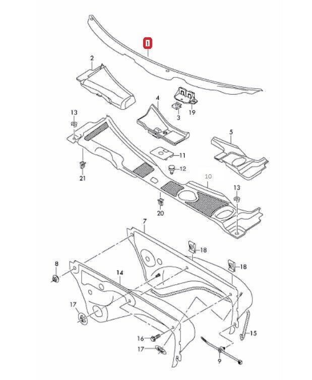 NEW GENUINE AUDI A4 A5 08-16 WINDSHIELD WIPER WATER DEFLECTOR COWL COVER LHD 8K1819403A01C - Image 2