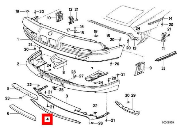 NEW GENUINE BMW 8 SERIES E31 1990-1993 FRONT BUMPER LOWER VALANCE 51711970245 - Image 2