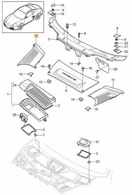 NEW GENUINE PORSCHE 987 BOXSTER CAYMAN 997 BLACK COWL PANEL COVERING RIGHT O/S 9975723620902A - Image 2