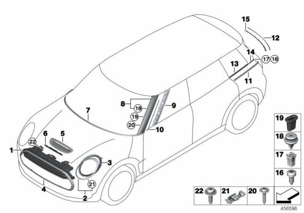 NEW GENUINE MINI CLUBMAN F54 FRONT LIGHT CHROME TRIM SURROUND RIGHT O/S 51137351372 - Image 2