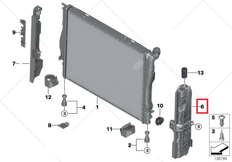 BMW GENUINE NEW E87 E90 E91 E92 E93 E60 E61 E84 RADIATOR CARRIER LEFT 17107524912 - Image 2
