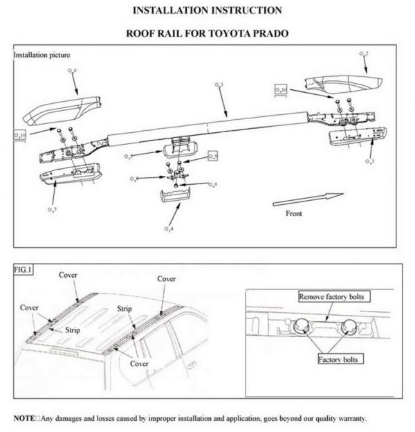Roof Racks Roof Rails Suitable for Toyota Land Cruiser Prado F J150 (2009-Up) Black - Image 8