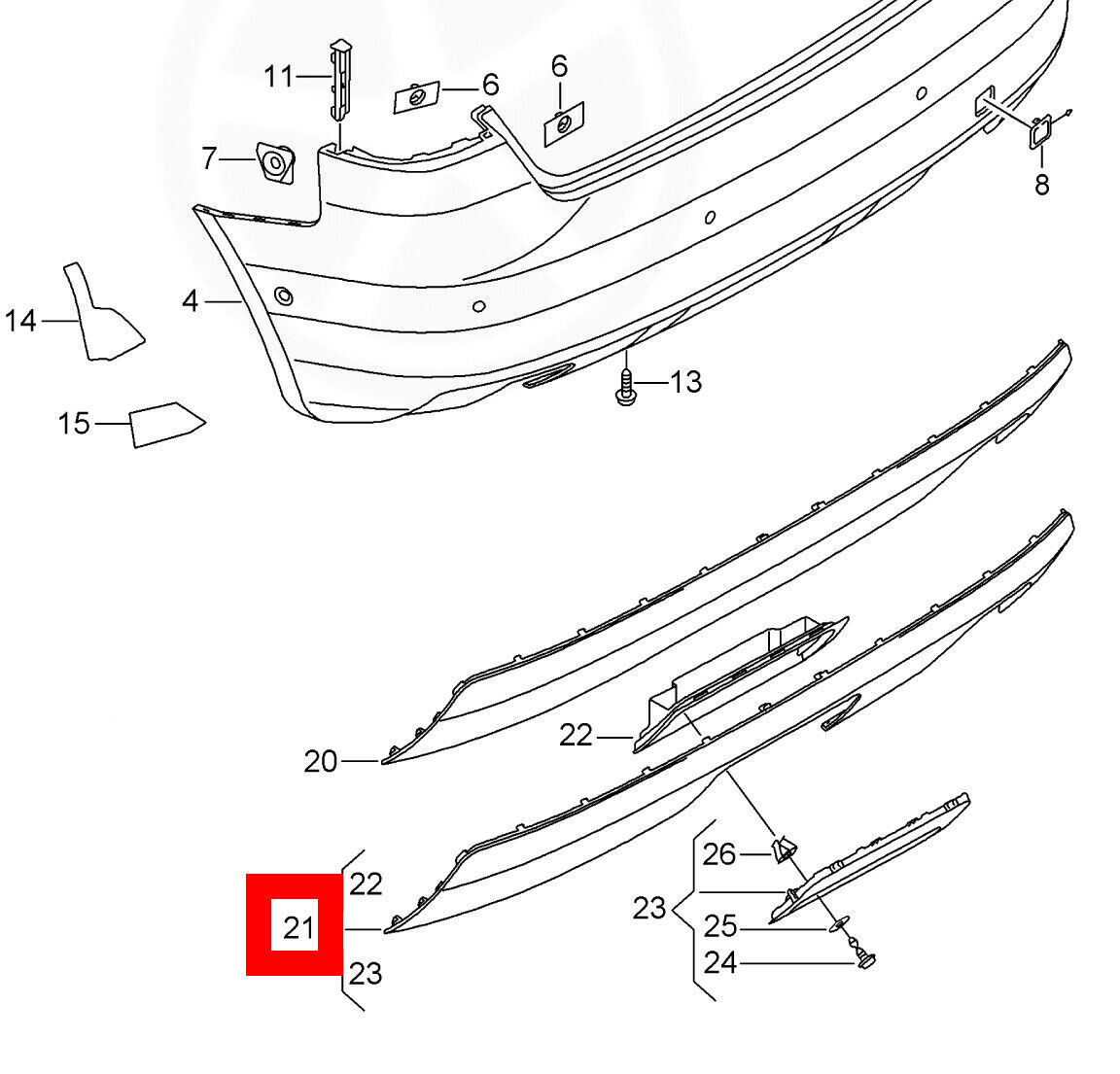 NEW GENUINE AUDI A3 S3 8V 13- REAR BUMPER DIFFUSER TRIM SINGLE PIPE 8V3807521A - Image 2