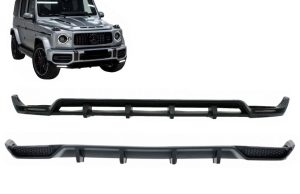 Front Bumper Lip Spoiler LED DRL Extension with Rear Bumper Diffuser suitable for Mercedes G-Class Facelift W463 / W464 (2018-)