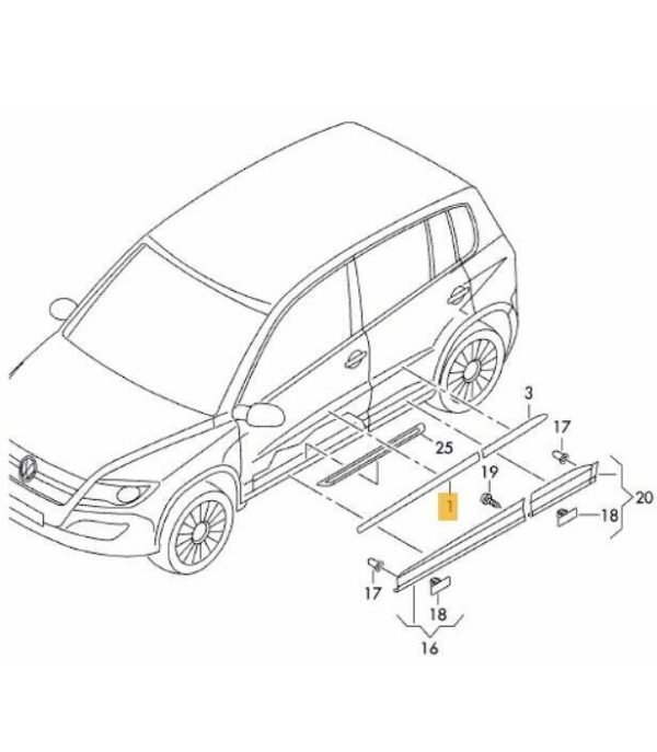 NEW GENUINE VW TIGUAN 2007-2011 FRONT DOOR PRIMED MOLDING TRIM COVER LEFT N/S 5N0853515GRU - Image 2