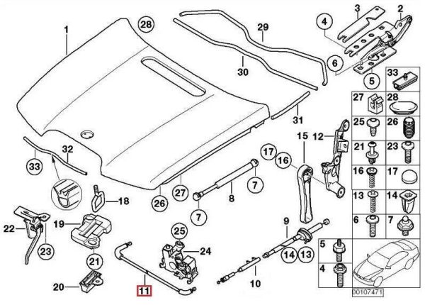 NEW GENUINE BMW 7 SERIES E65 E66 FRONT CENTRE BOWDEN CABLE 51237025376 - Image 2