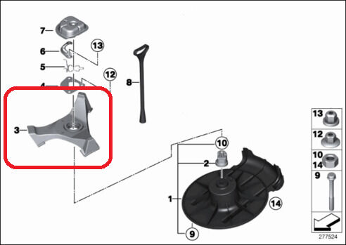 NEW MINI GENUINE R50 R52 R53 R56 R58 REAR EMERGENCY SPARE BRACKET 51717124365 - Image 2