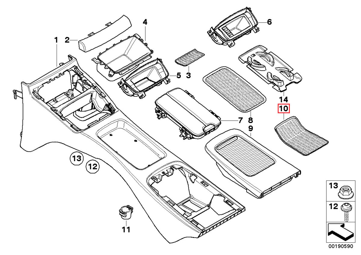 BMW NEW GENUINE 3 SERIES E92 E93 REAR CONSOLE STORAGE TRAY RUBBER MAT 51166960695 - Image 2