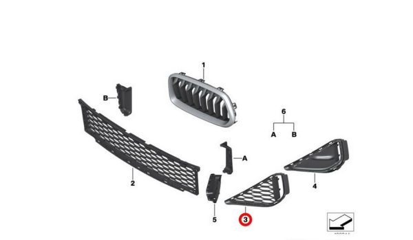NEW GENUINE BMW X2 SERIES F39 M FRONT BUMPER LATERAL GRILL RIGHT O/S 51118069098 - Image 3