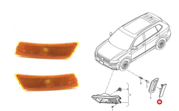NEW GENUINE VW TIGUAN 2016 - 2018 FRONT BUMPER REFLECTORS PAIR SET N/S + O/S 5C5945071A + 5C5945072A - Image 6