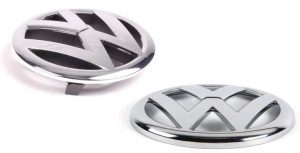NEW GENUINE VOLKSWAGEN FRONT CENTER GRILL BADGE AND REAR TRUNK CHROME BADGE SET