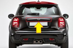 NEW GENUINE MINI F55 F56 F57 BLACK REAR TRUNK HANDLE WITHOUT CAMERA HOLE+EMBLEM