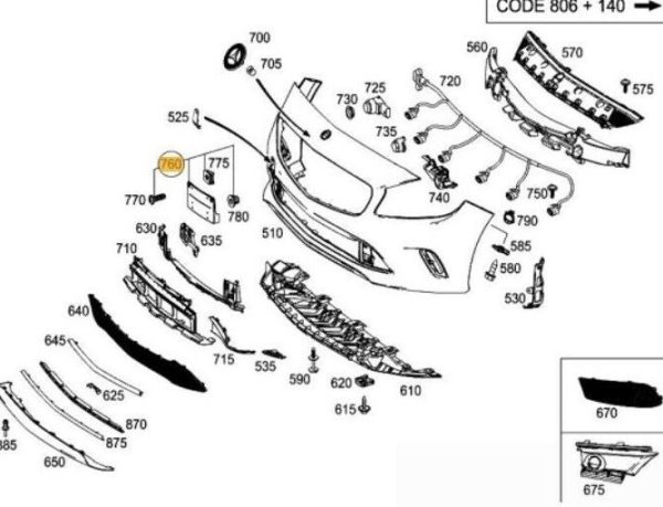 NEW GENUINE MERCEDES BENZ MB A CLASS W176 FRONT BUMPER LICENSE PLATE HOLDER A1768850881 - Image 2