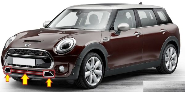 NEW GENUINE MINI F54 CLUBMAN FRONT AIR CHANEL CHROME TRIMS PAIR AND CENTER ROD - Image 3